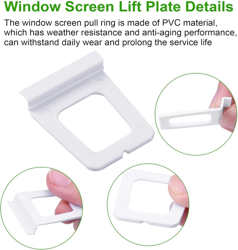 Wulankd 30 Pack Window Screen Pull Tab, Window Screen Lift Plate Replacement Part Flat Spline Groove Pull Plate Clamp, White - Image 4
